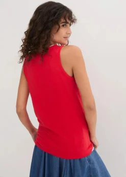 bonprix Shirts & Tops|Basics^Long-Top aus reiner Baumwolle (5er Pack) erdbeere + weiß + hellgrau meliert + dunkelblau + schwarz