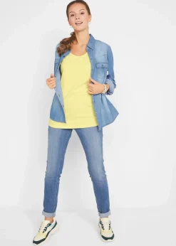 bonprix Shirts & Tops|Basics^Long-Top aus reiner Baumwolle (5er Pack) softrosa + softflieder + mint + softlimette + dunkelblau