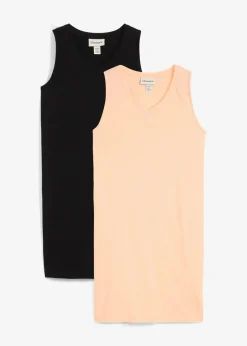 bonprix Unterhemden|Basics^Longtop aus reiner Bio Baumwolle, (2er Pack) schwarz/melba
