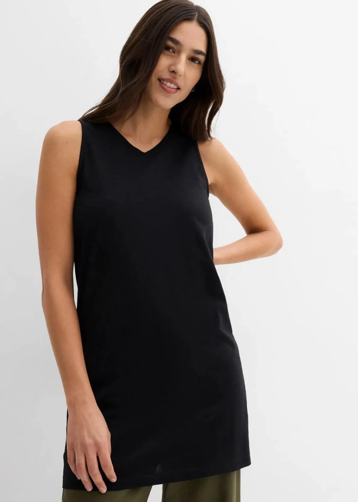 bonprix Unterhemden|Basics^Longtop aus reiner Bio Baumwolle, (2er Pack) schwarz/melba