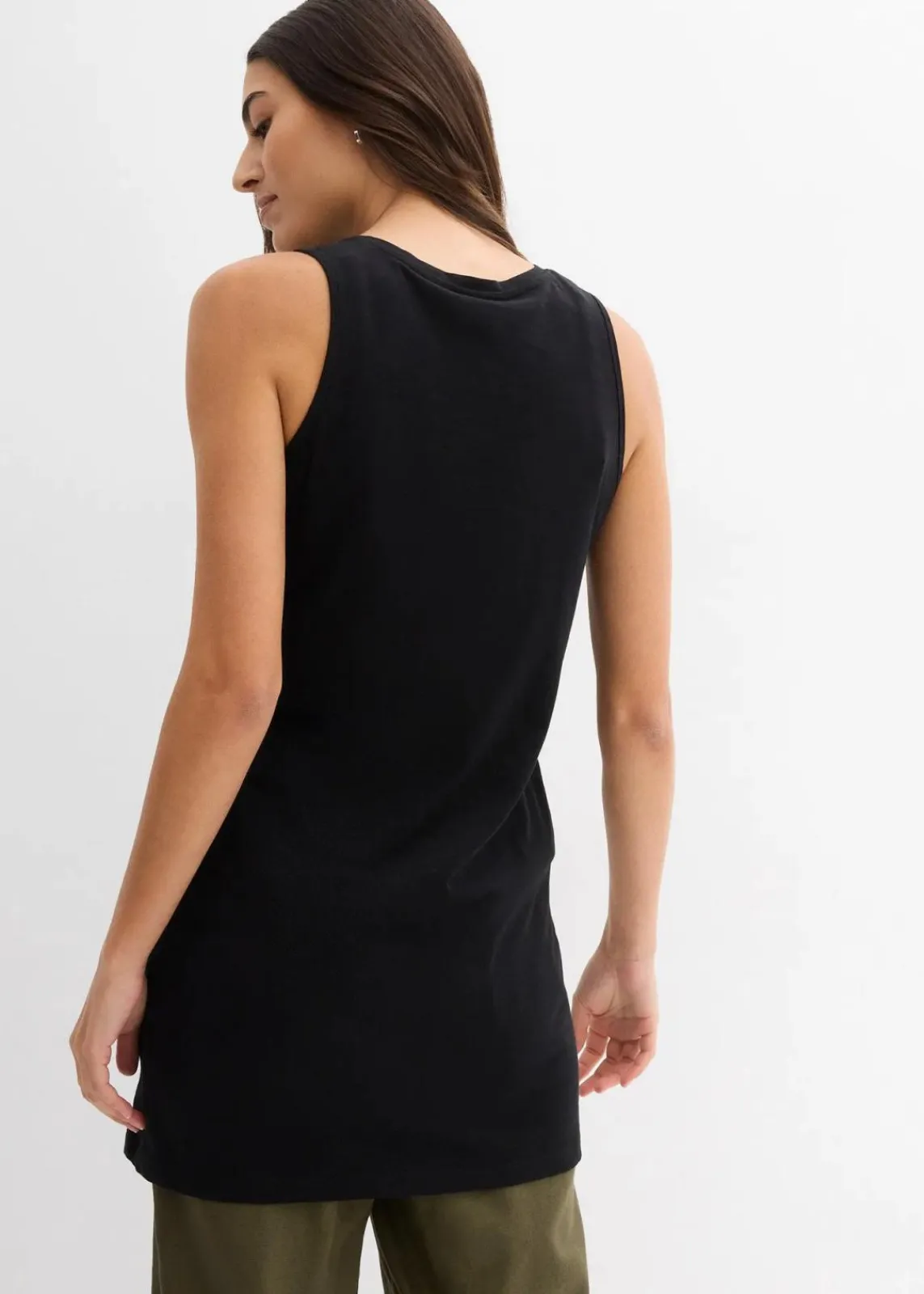 bonprix Unterhemden|Basics^Longtop aus reiner Bio Baumwolle, (2er Pack) schwarz/melba