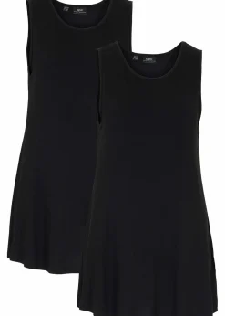bonprix Bekleidung·Röcke|Basics^Long-Top aus softer Viskose, 2er- Pack schwarz