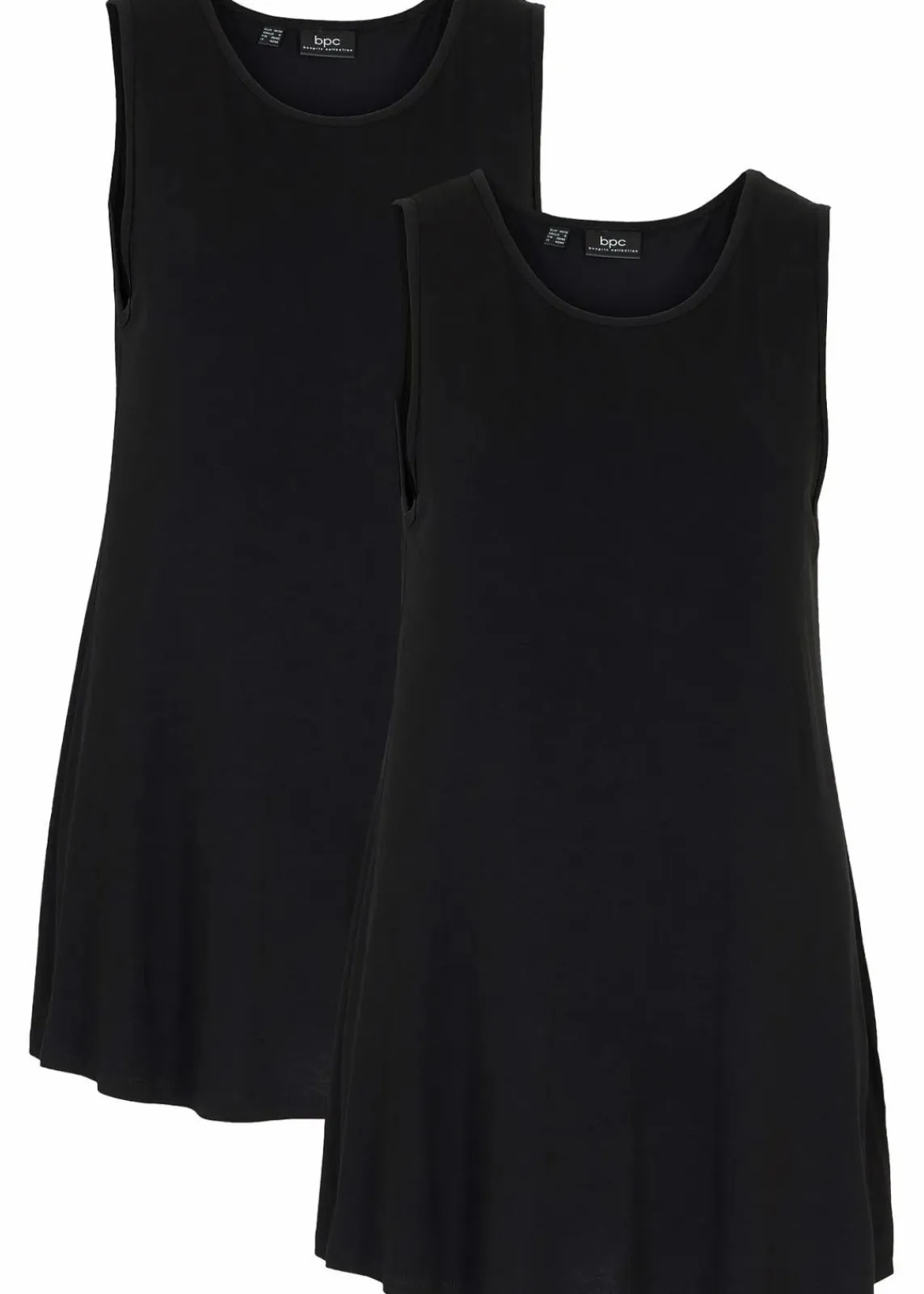 bonprix Bekleidung·Röcke|Basics^Long-Top aus softer Viskose, 2er- Pack schwarz