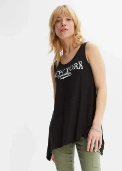 bonprix Shirts & Tops|Nachhaltigere Materialien^Long-Top aus softer Viskose schwarz/weiß bedruckt