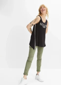 bonprix Shirts & Tops|Nachhaltigere Materialien^Long-Top aus softer Viskose schwarz/weiß bedruckt