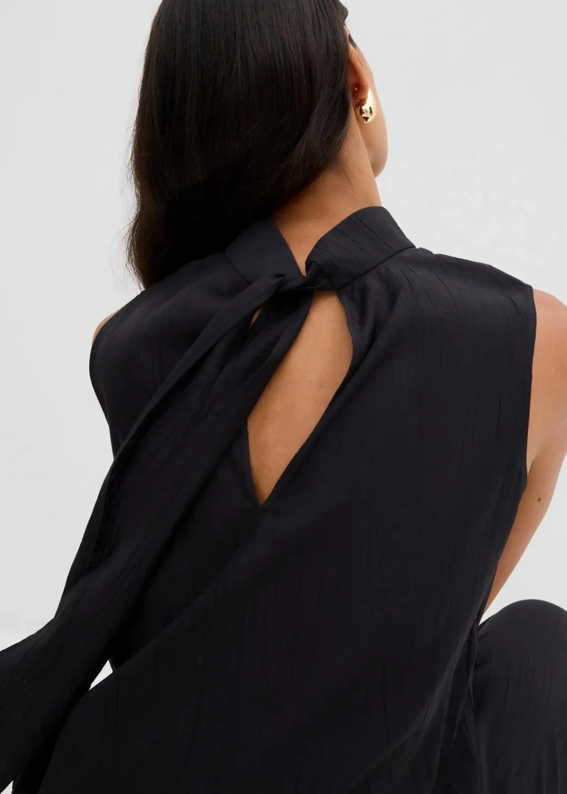 bonprix Zweiteiler & Sets|Shirts & Tops^Long-Top aus strukturiertem Viskose-Mix schwarz