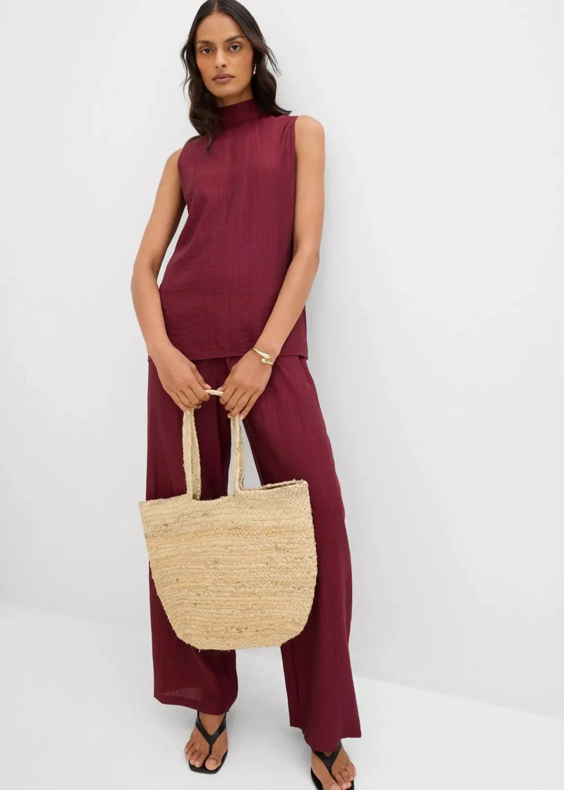 bonprix Shirts & Tops|Zweiteiler & Sets^Long-Top aus strukturiertem Viskose-Mix ahornrot