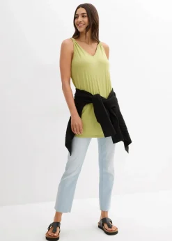 bonprix Shirts & Tops^Long-Top aus Viskose-Leinen-Mix mattpistazie