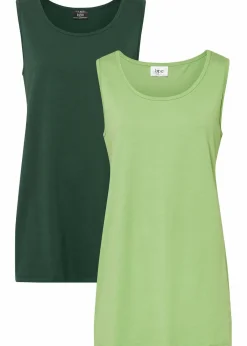 bonprix Shirts & Tops|Basics^Long-Top, 2er-Pack dunkelgrün+selleriegrün