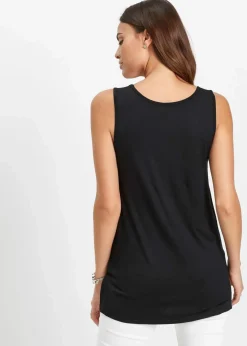 bonprix Shirts & Tops|Nachhaltigere Materialien^Longtop mit print-logo schwarz/silber bedruckt