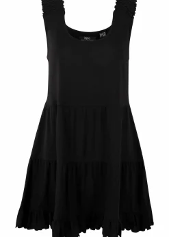 bonprix Nachhaltigere Materialien|Shirts & Tops^Long-Top mit Volants und breiten Trägern schwarz