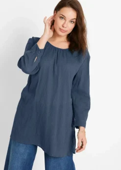 bonprix Bekleidung·Jacken & Mäntel|Blusen & Tuniken^Long-Tunika aus Baumwolle dunkelblau