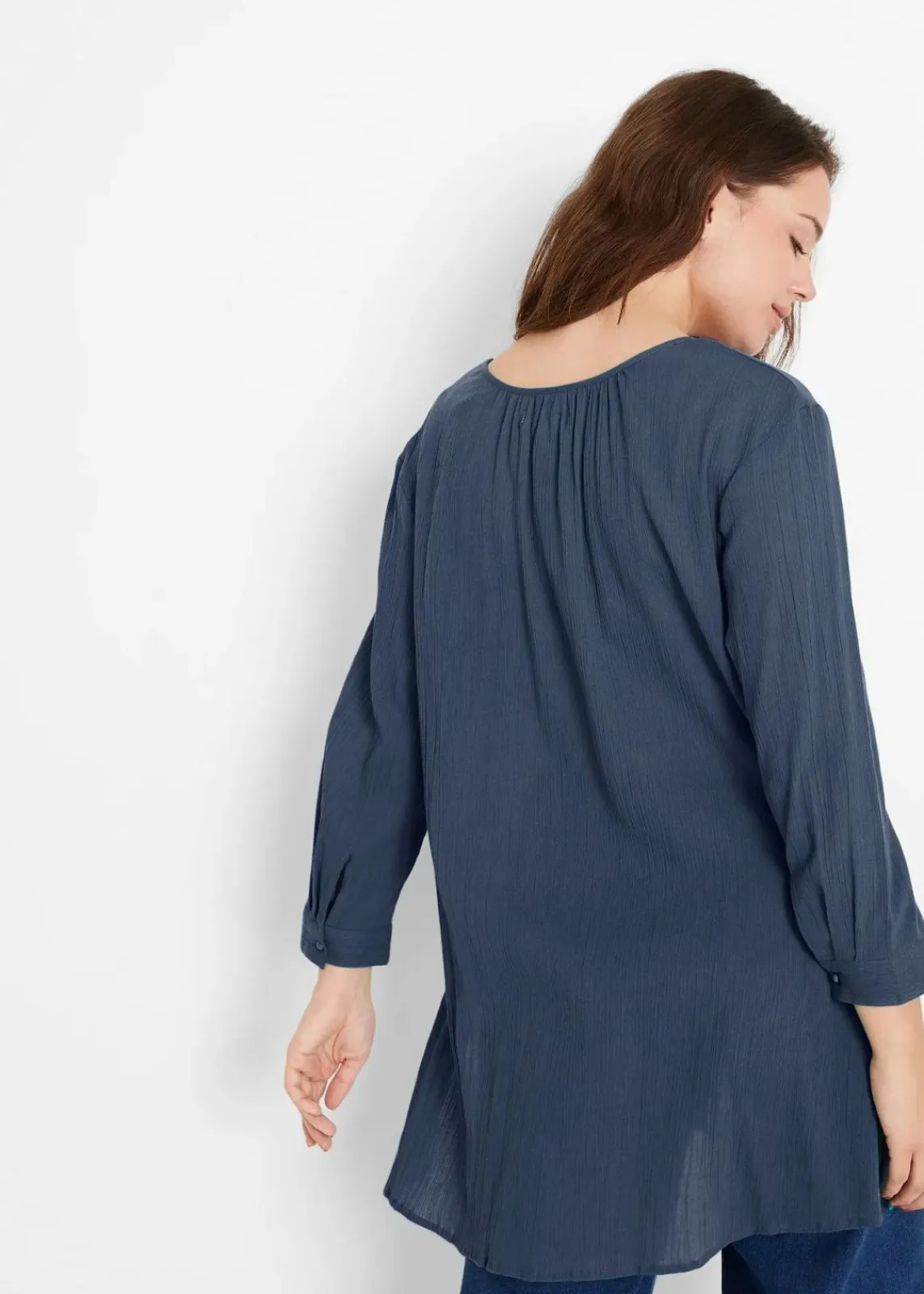 bonprix Bekleidung·Jacken & Mäntel|Blusen & Tuniken^Long-Tunika aus Baumwolle dunkelblau