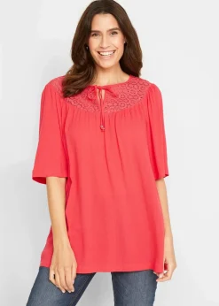 bonprix Bekleidung·Jacken & Mäntel|Blusen & Tuniken^Long-Tunika aus Crinkle, halbarm hummer