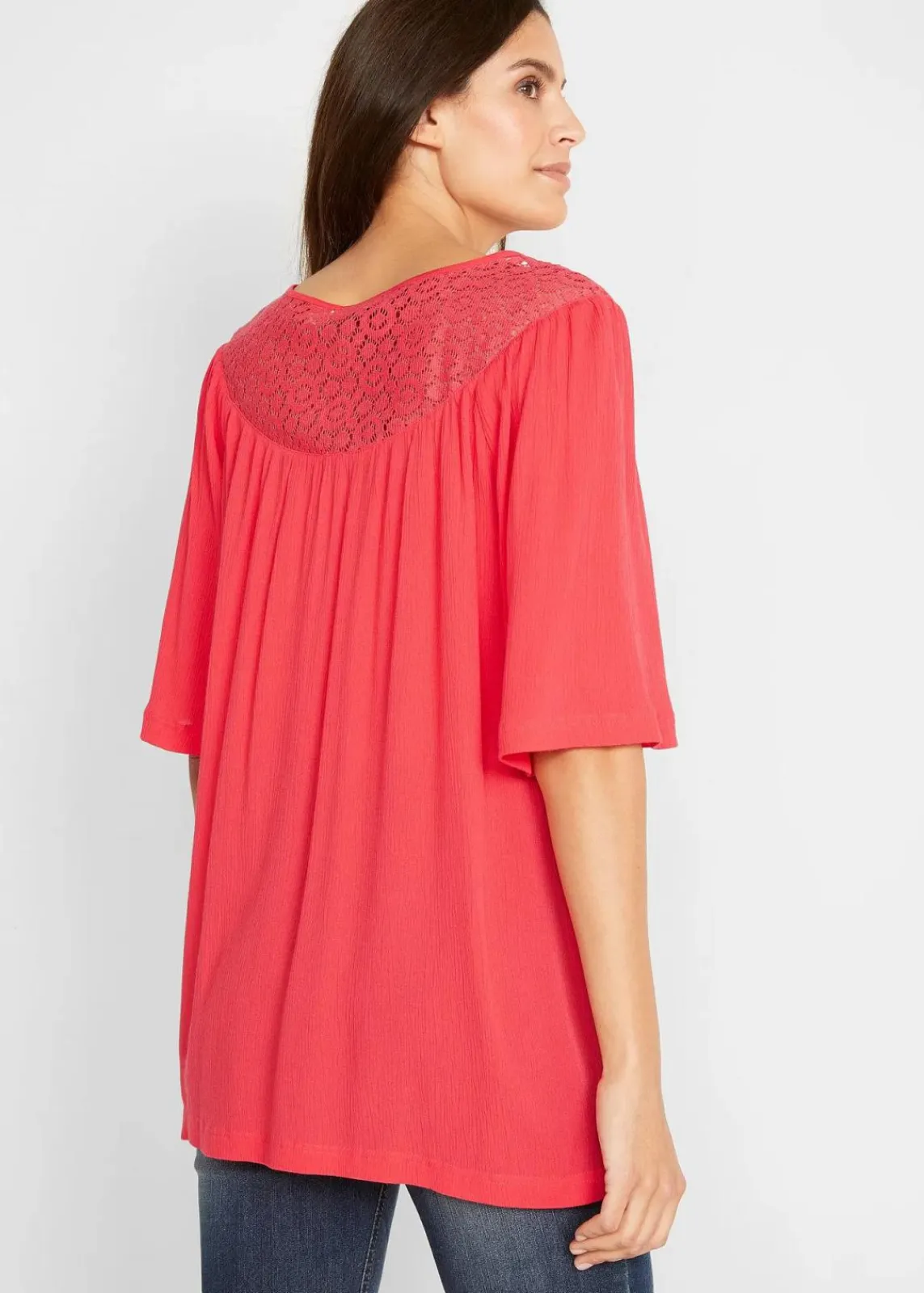 bonprix Bekleidung·Jacken & Mäntel|Blusen & Tuniken^Long-Tunika aus Crinkle, halbarm hummer