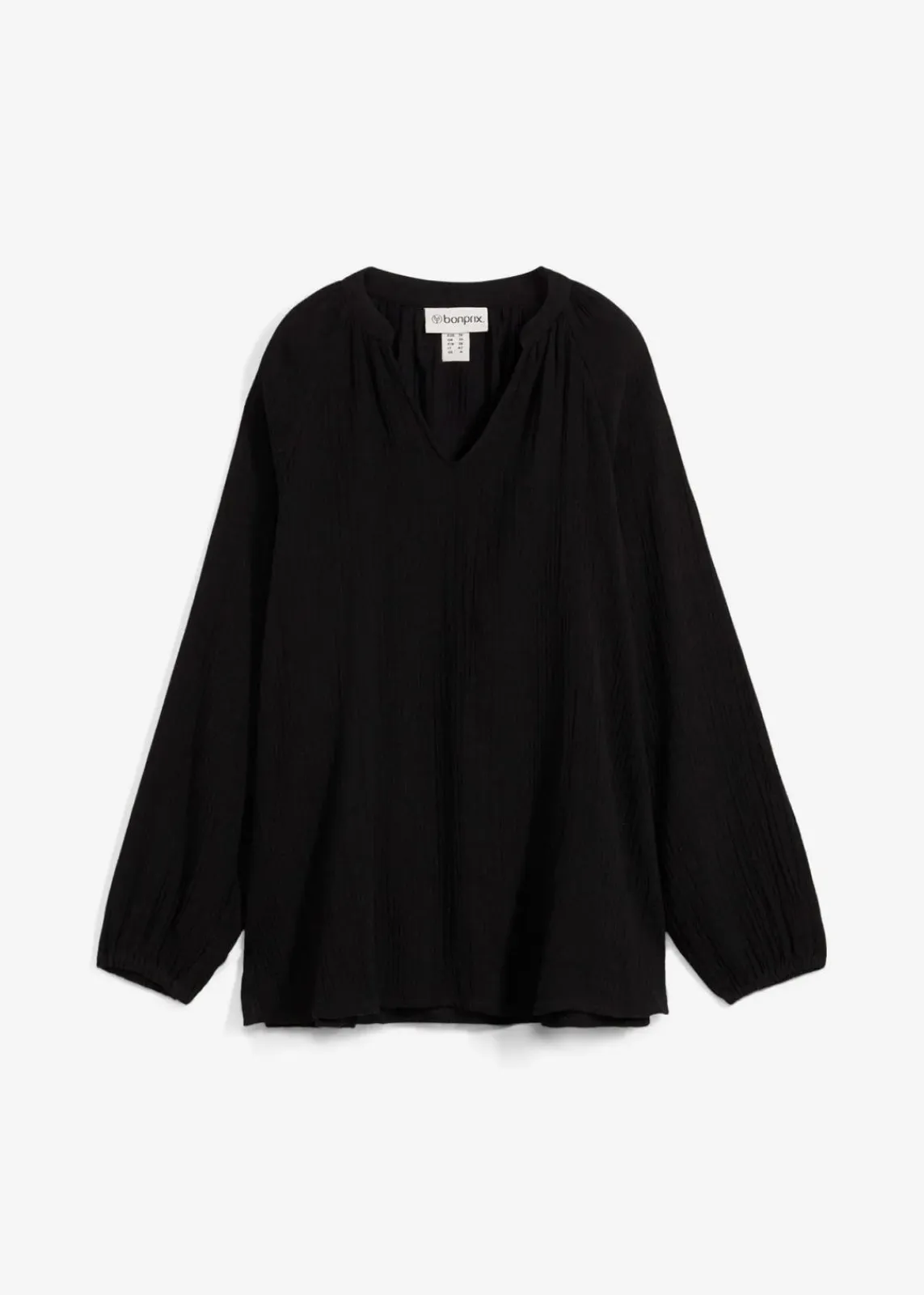 bonprix Bekleidung·Jacken & Mäntel|Blusen & Tuniken^Long-Tunika aus Musselin schwarz