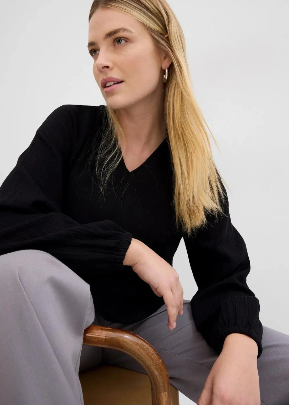 bonprix Bekleidung·Jacken & Mäntel|Blusen & Tuniken^Long-Tunika aus Musselin schwarz