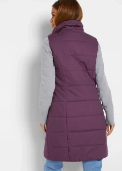 bonprix Jacken & Mäntel|Bekleidung·Hosen^Longweste mit Stehkragen holunderbeere