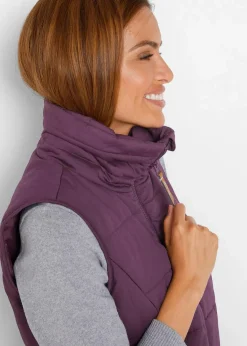 bonprix Jacken & Mäntel|Bekleidung·Hosen^Longweste mit Stehkragen holunderbeere