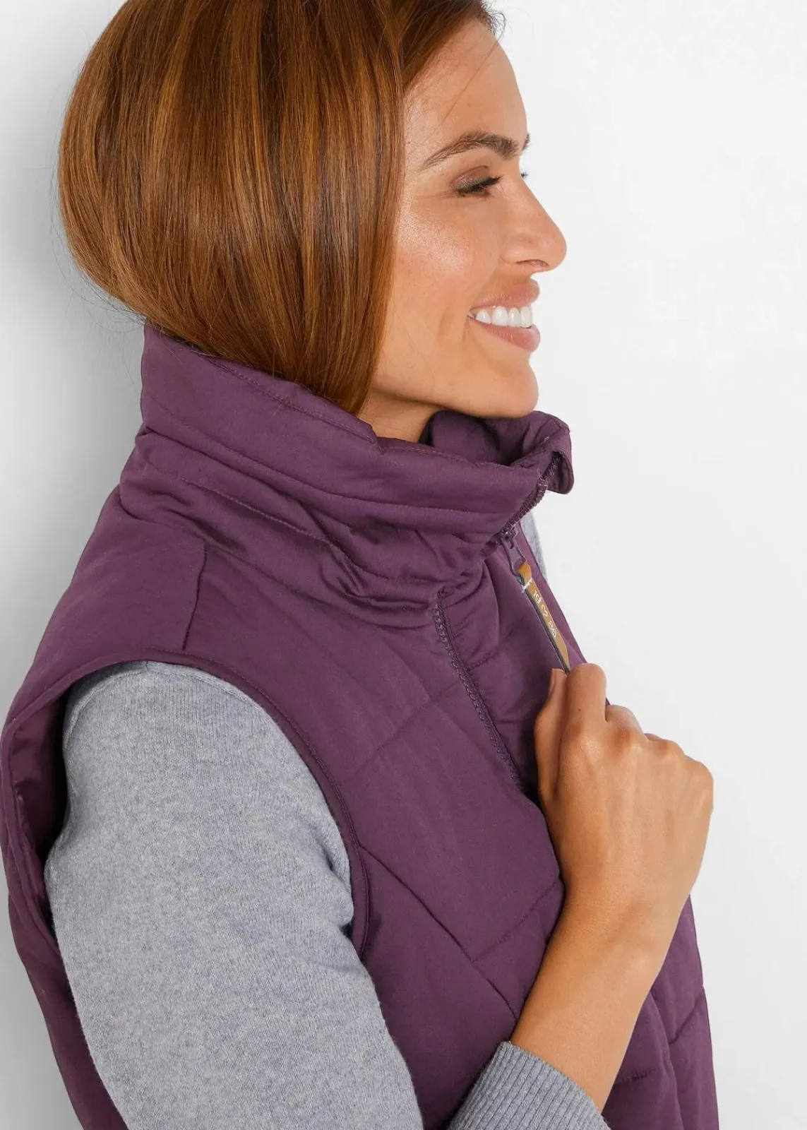 bonprix Jacken & Mäntel|Bekleidung·Hosen^Longweste mit Stehkragen holunderbeere