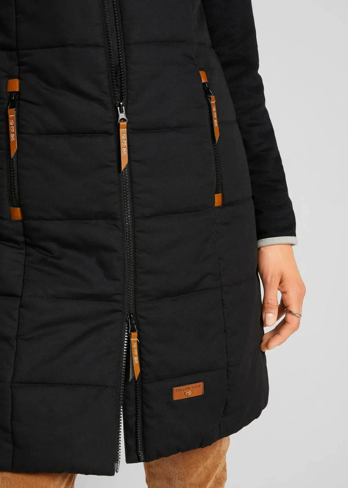 bonprix Jacken & Mäntel|Bekleidung·Hosen^Longweste mit Stehkragen schwarz