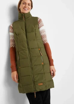 bonprix Bekleidung·Hosen|Jacken & Mäntel^Longweste mit Stehkragen dunkeloliv