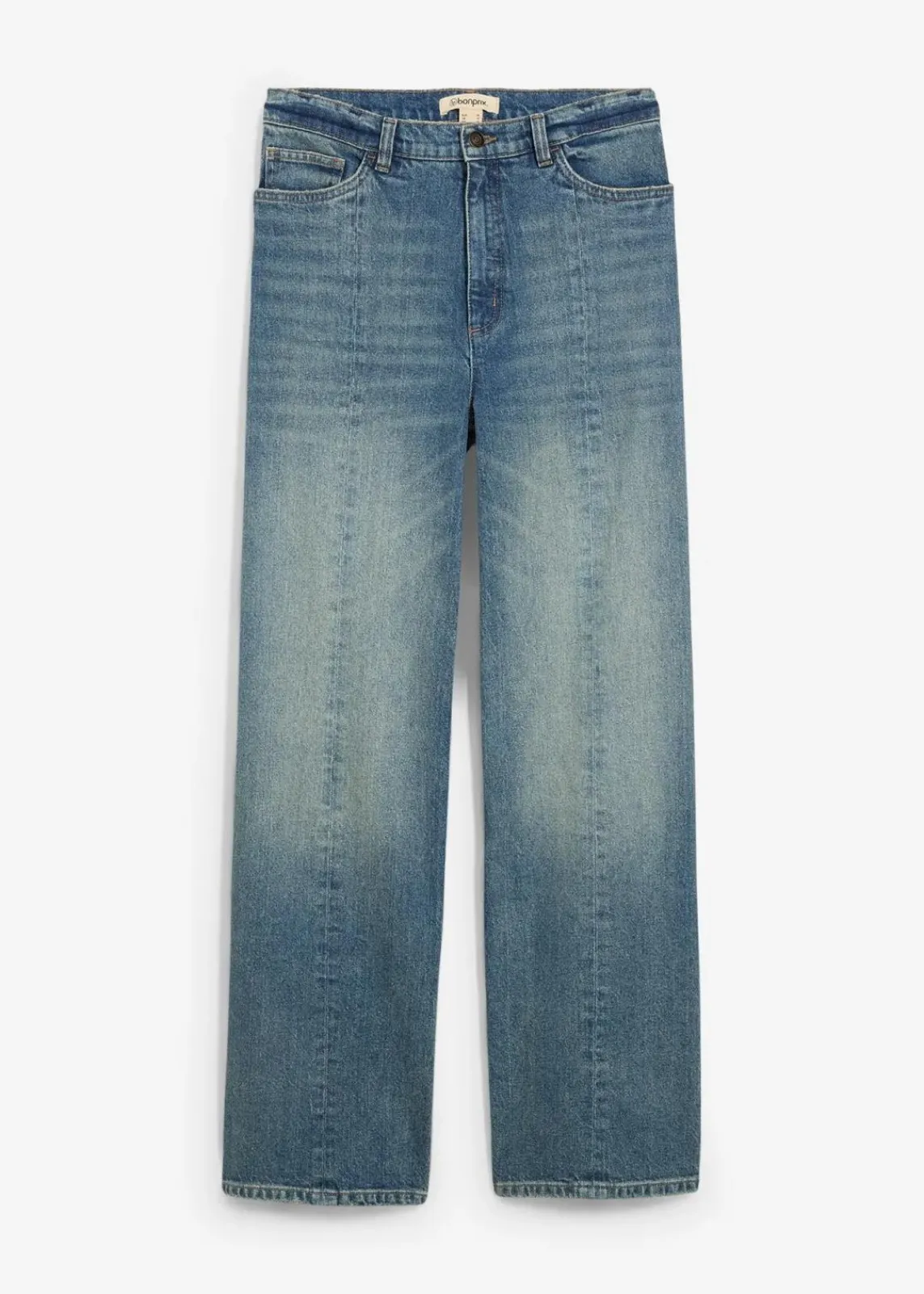 bonprix Jeans|Bekleidung·Shirts & Tops^Loose Straight-Jeans High Waist, Low Stretch hellblau denim used