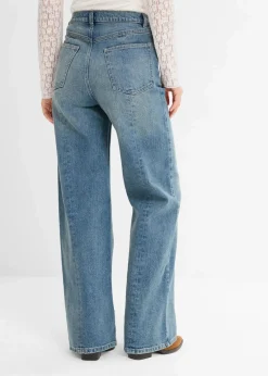 bonprix Jeans|Bekleidung·Shirts & Tops^Loose Straight-Jeans High Waist, Low Stretch hellblau denim used