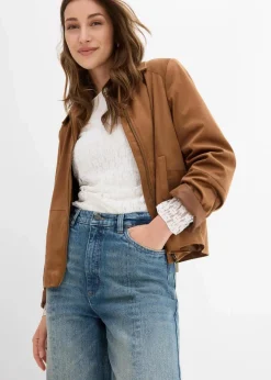 bonprix Jeans|Bekleidung·Shirts & Tops^Loose Straight-Jeans High Waist, Low Stretch hellblau denim used