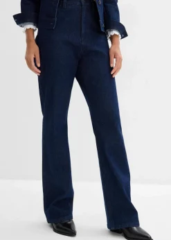 bonprix Jeans^Loose Straight-Jeans High Waist, Bequembund mit Strass tiefblau denim ungewaschen