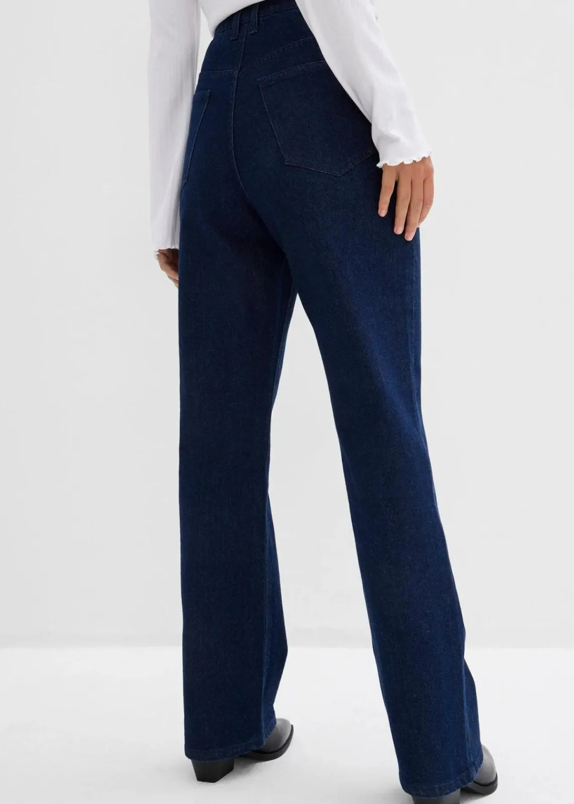 bonprix Jeans^Loose Straight-Jeans High Waist, Bequembund mit Strass tiefblau denim ungewaschen