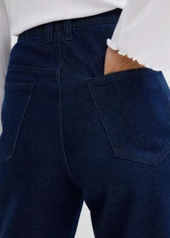 bonprix Jeans^Loose Straight-Jeans High Waist, Bequembund mit Strass tiefblau denim ungewaschen