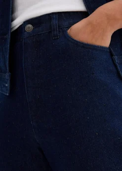 bonprix Jeans^Loose Straight-Jeans High Waist, Bequembund mit Strass tiefblau denim ungewaschen