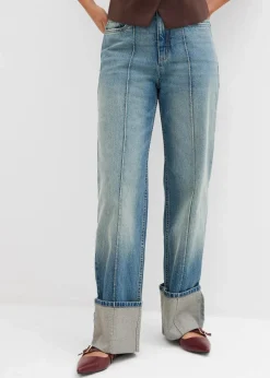 bonprix Kurzgrößen|Bekleidung·Shirts & Tops^Loose Straight-Jeans High Waist hellblau denim used