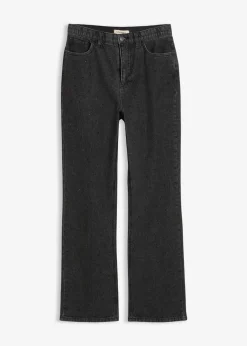 bonprix Jeans^Loose Straight-Jeans High Waist, Bequembund mit Strass dunkelgrau denim