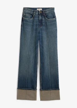 bonprix Kurzgrößen|Bekleidung·Shirts & Tops^Loose Straight-Jeans High Waist dunkelblau denim used