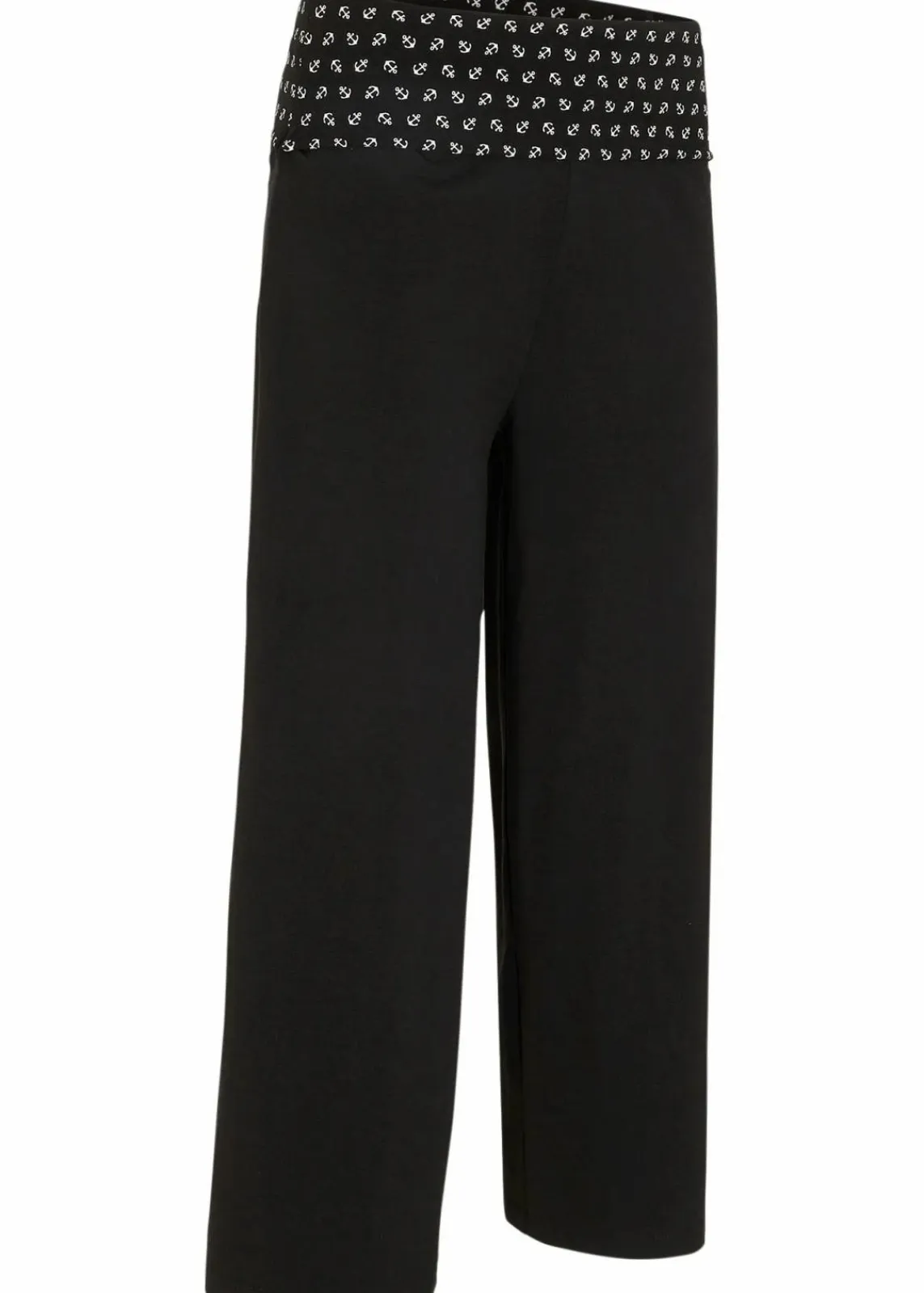 bonprix Wäsche·Homewear|Bekleidung·Strickmode^Loungewear Culotte mit Bequembund schwarz bedruckt