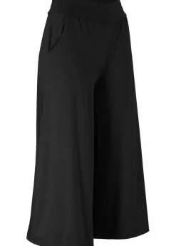 bonprix Wäsche·Homewear|Bekleidung·Strickmode^Loungewear Culotte mit weitem Bein schwarz