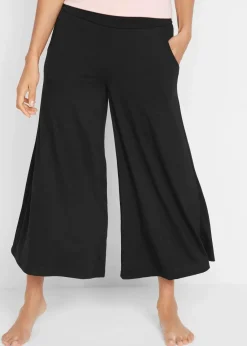 bonprix Wäsche·Homewear|Bekleidung·Strickmode^Loungewear Culotte mit weitem Bein schwarz