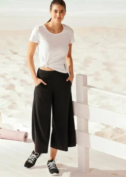 bonprix Wäsche·Homewear|Bekleidung·Strickmode^Loungewear Culotte mit weitem Bein schwarz