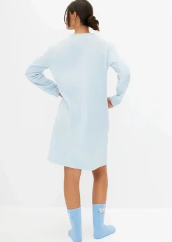bonprix Wäsche·Homewear|Bekleidung·Strickmode^Loungewear Fleece Nachthemd mit Applikation puderblau