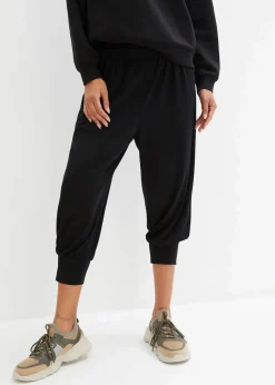 bonprix Wäsche·Homewear|Bekleidung·Strickmode^Loungewear Haremshose in Caprilänge schwarz