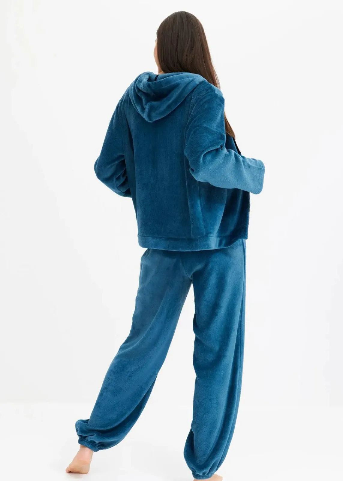 bonprix Wäsche·Homewear|Wäsche·Nachtwäsche^Loungewear Hausanzug aus Kuschelfleece blaupetrol gestreift