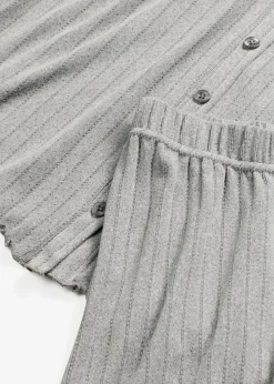 bonprix Wäsche·Homewear|Wäsche·Nachtwäsche^Loungewear Hausanzug aus weichem Pointelle-Jersey grau meliert