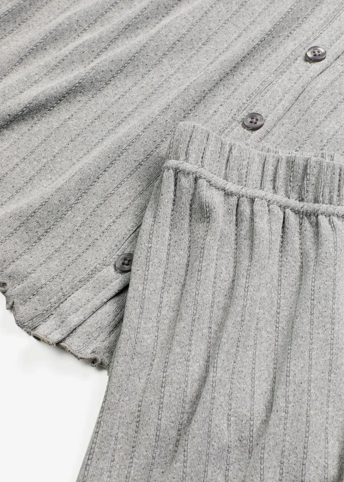 bonprix Wäsche·Homewear|Wäsche·Nachtwäsche^Loungewear Hausanzug aus weichem Pointelle-Jersey grau meliert