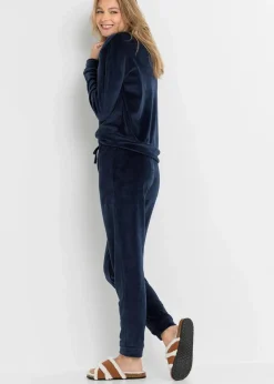 bonprix Wäsche·Homewear|Wäsche·Nachtwäsche^Loungewear Hausanzug aus Samt dunkelblau