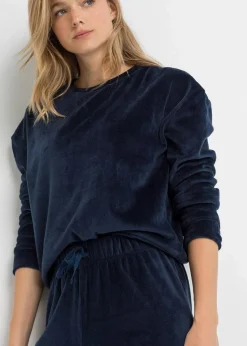 bonprix Wäsche·Homewear|Wäsche·Nachtwäsche^Loungewear Hausanzug aus Samt dunkelblau