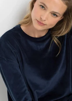 bonprix Wäsche·Homewear|Wäsche·Nachtwäsche^Loungewear Hausanzug aus Samt dunkelblau