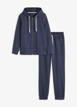 bonprix Wäsche·Homewear|Wäsche·Nachtwäsche^Loungewear Hausanzug aus Sweatware dunkelblau meliert