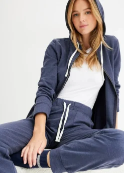bonprix Wäsche·Homewear|Wäsche·Nachtwäsche^Loungewear Hausanzug aus Sweatware dunkelblau meliert